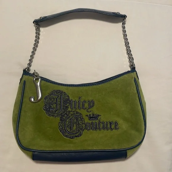 💙💚Y2K Juicy Couture Green and Navy Shoulder Bag with Original Dust Bag💙💚 - Picture 9 of 16